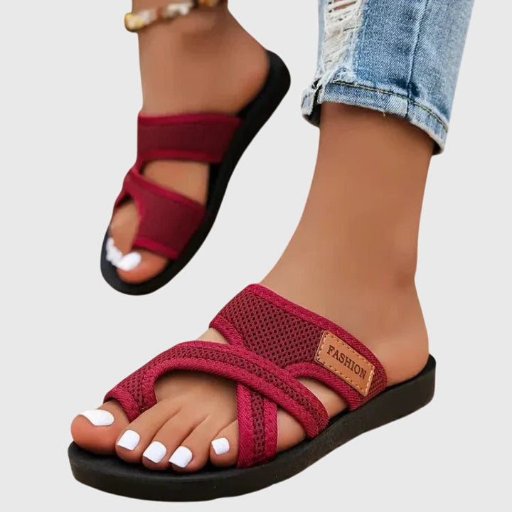 Willow | Cross Strap Slip On Flat Sandals