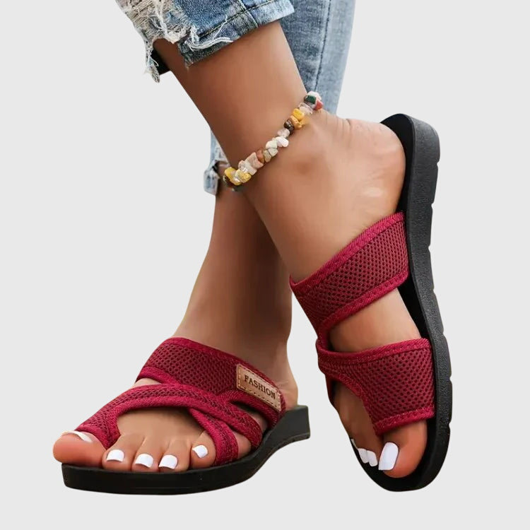 Willow | Cross Strap Slip On Flat Sandals