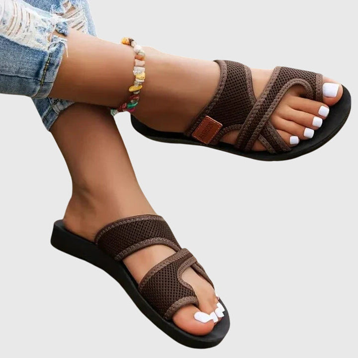 Willow | Cross Strap Slip On Flat Sandals