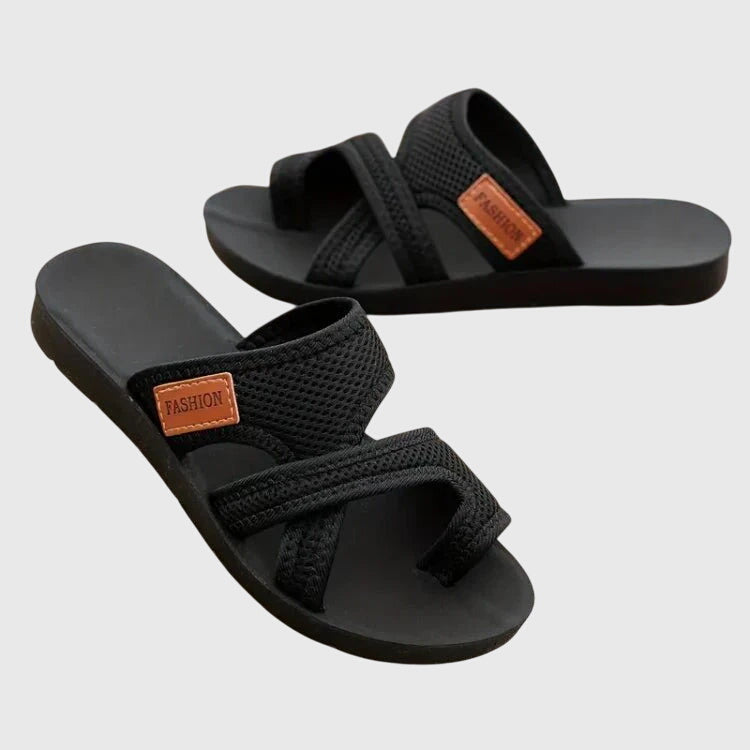 Willow | Cross Strap Slip On Flat Sandals