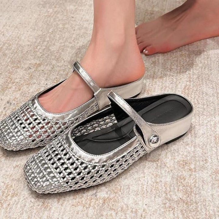 Willow | Elegant Woven Mary Jane Flat Mules