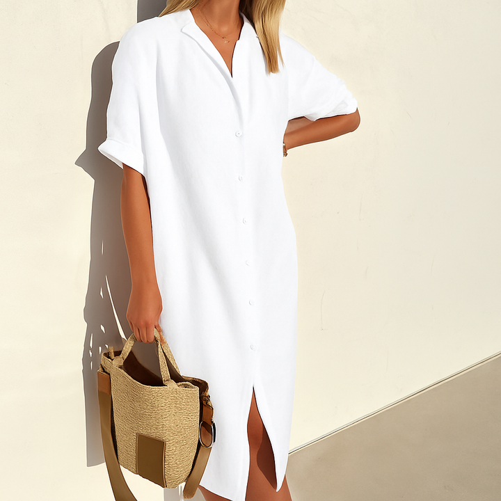 Willow | Polished Button-Down Midi Linen Dress Women
