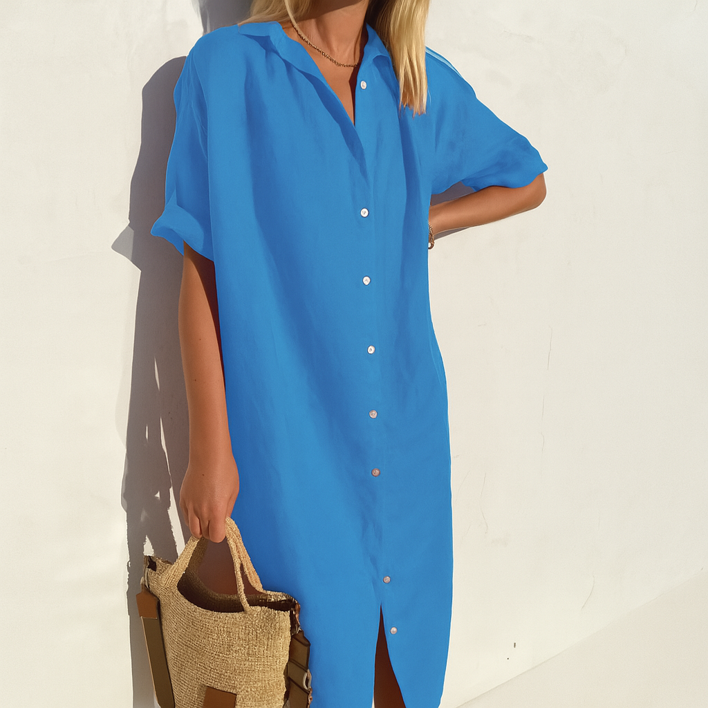 Willow | Polished Button-Down Midi Linen Dress Women