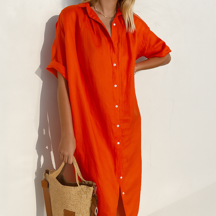 Willow | Polished Button-Down Midi Linen Dress Women