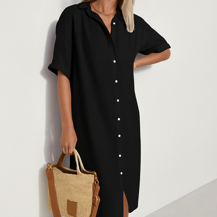 Willow | Polished Button-Down Midi Linen Dress Women