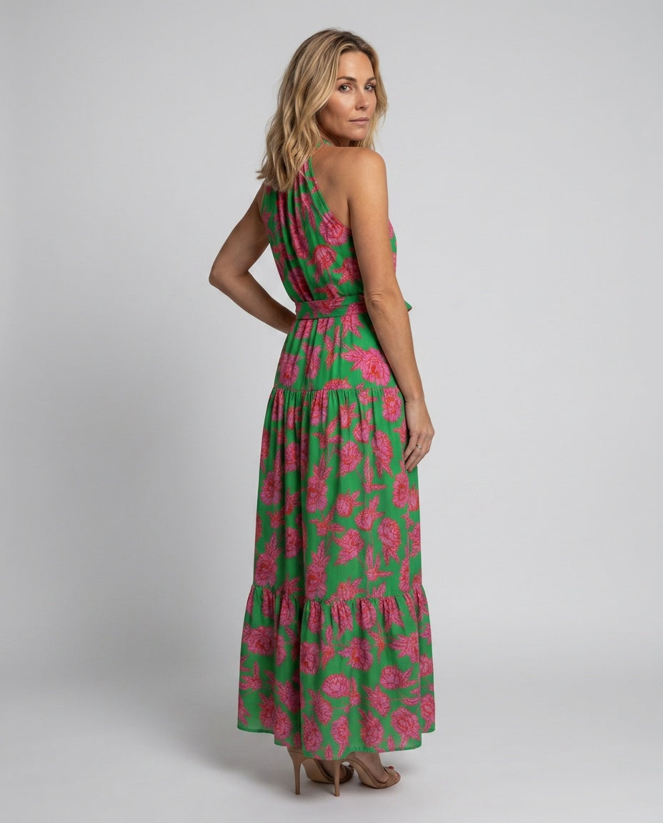 Willow | Stylish Floral Halter Tiered Summer Maxi Dress