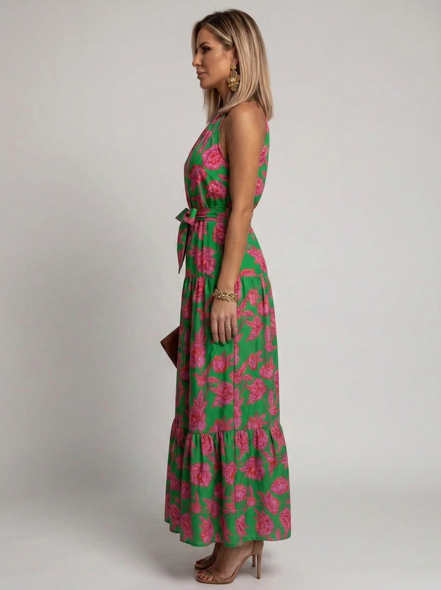 Willow | Stylish Floral Halter Tiered Summer Maxi Dress