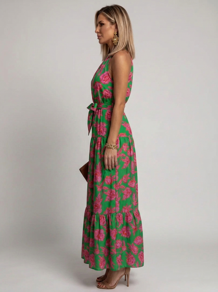 Willow | Stylish Floral Halter Tiered Summer Maxi Dress