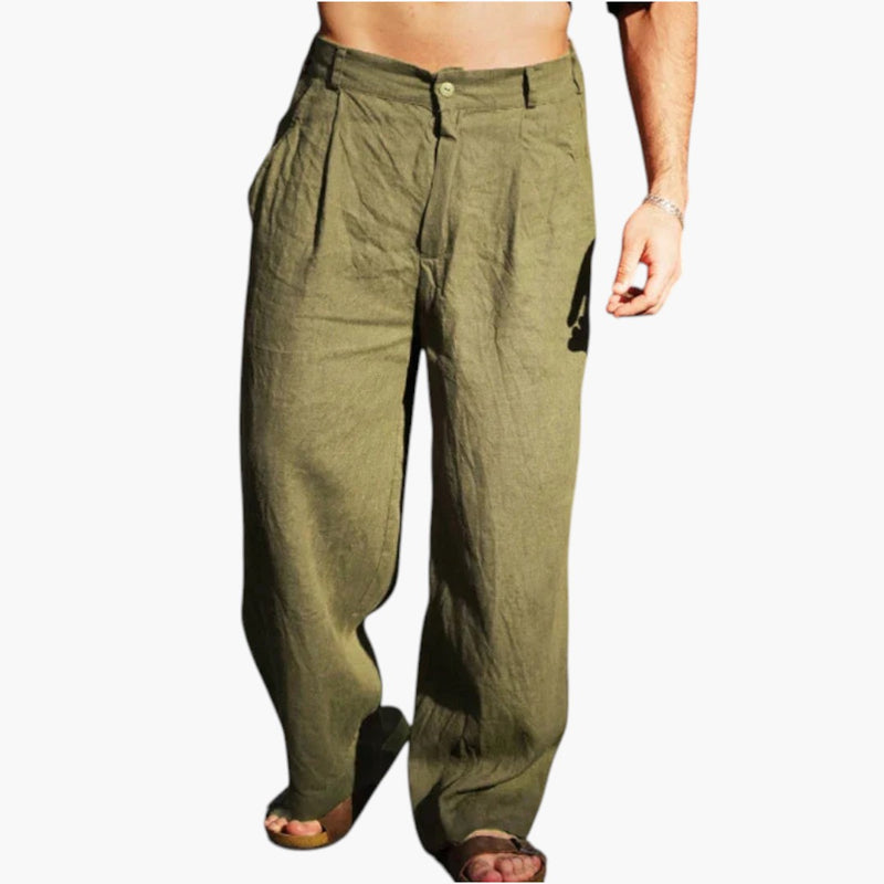 Xavier | Chic Wide Leg Pleated Linen Pants