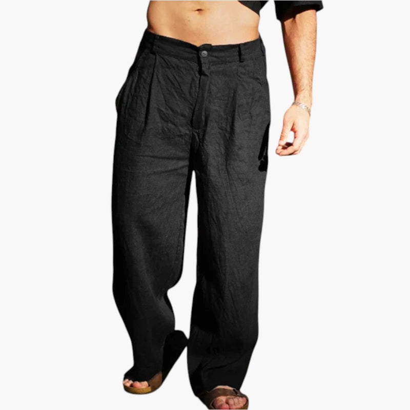 Xavier | Chic Wide Leg Pleated Linen Pants