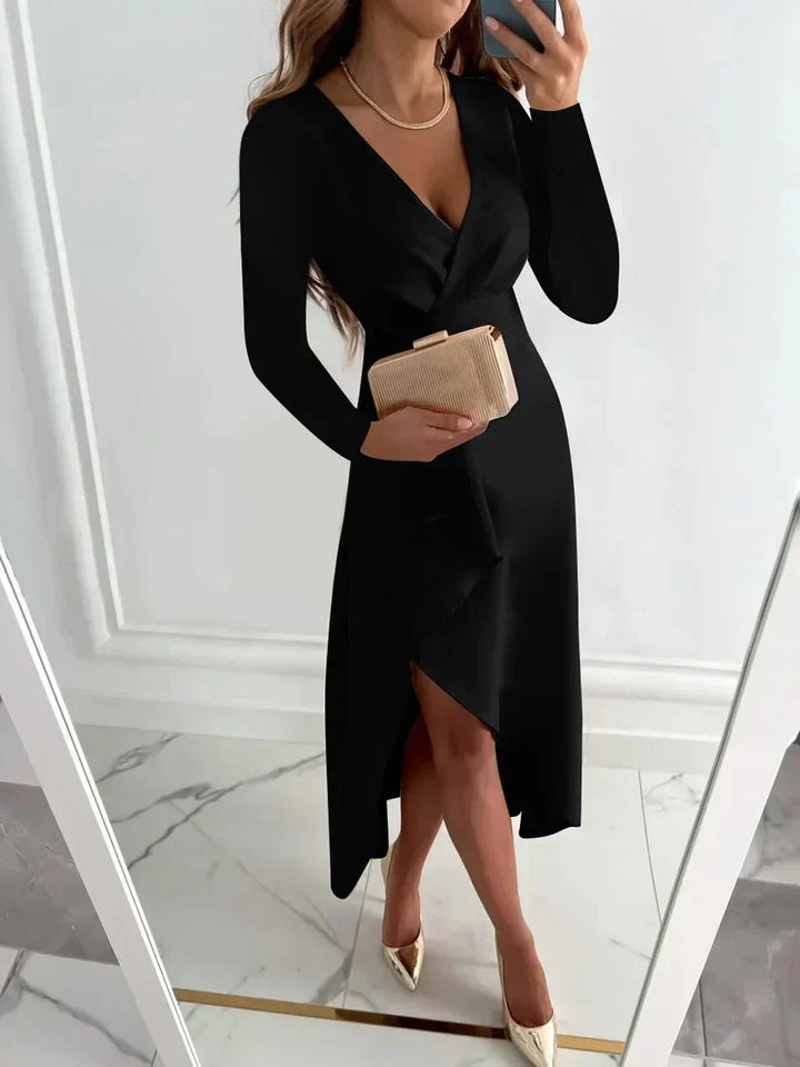 Zara | Chic Wrap V-Neck Long Sleeve Cocktail Dress