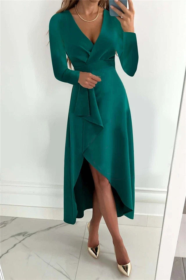 Zara | Chic Wrap V-Neck Long Sleeve Cocktail Dress