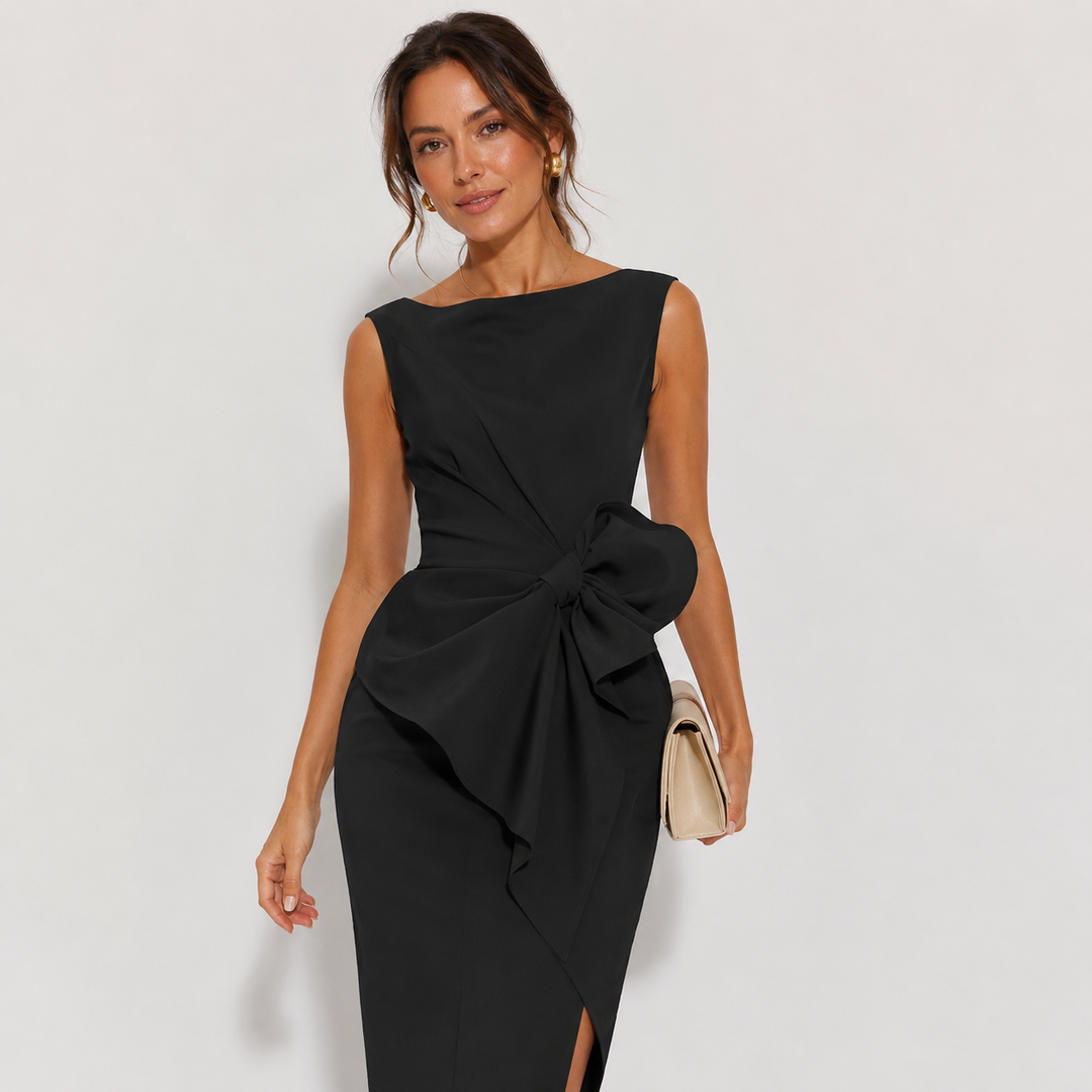 Zara | Elegant Bow Detail Midi Sheath Race Dress