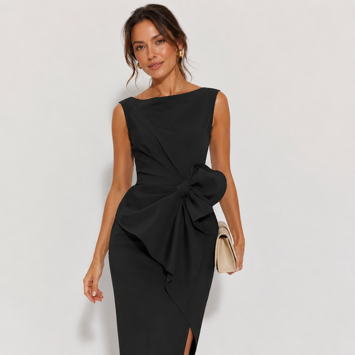 Zara | Elegant Bow Detail Midi Sheath Race Dress