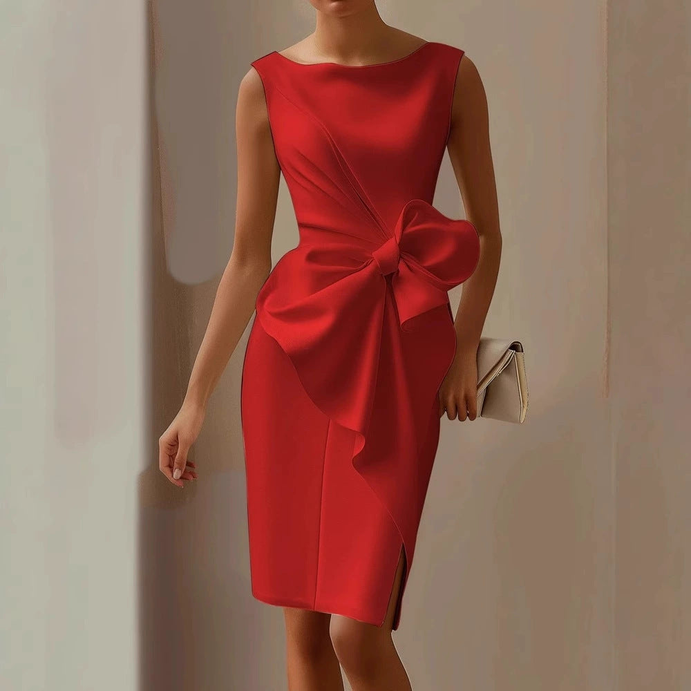 Zara | Elegant Bow Detail Midi Sheath Race Dress