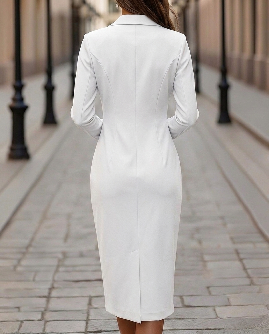 Zara | Graceful Double-Breasted Blazer Midi Race Dress
