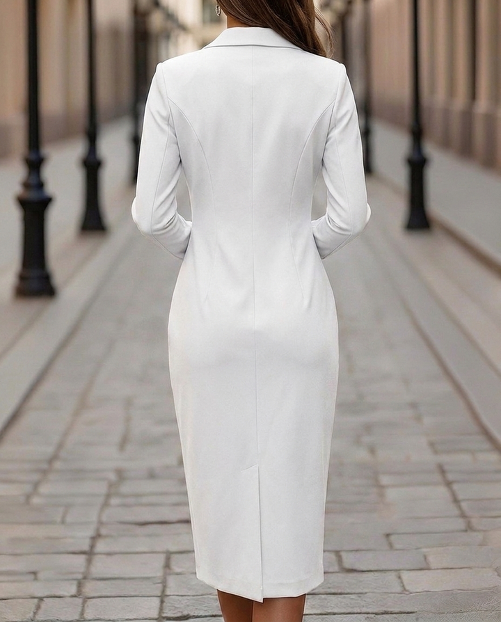 Zara | Graceful Double-Breasted Blazer Midi Race Dress