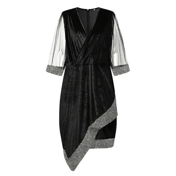 Zara | Refined Sequin Mesh Sleeve Christmas Party Midi Dress