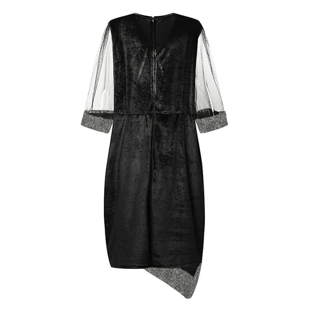 Zara | Refined Sequin Mesh Sleeve Christmas Party Midi Dress
