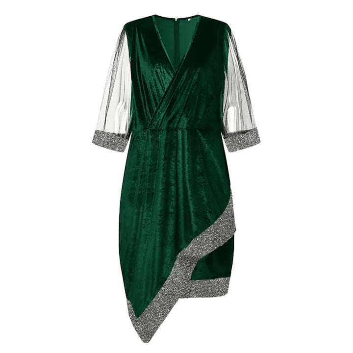 Zara | Refined Sequin Mesh Sleeve Christmas Party Midi Dress
