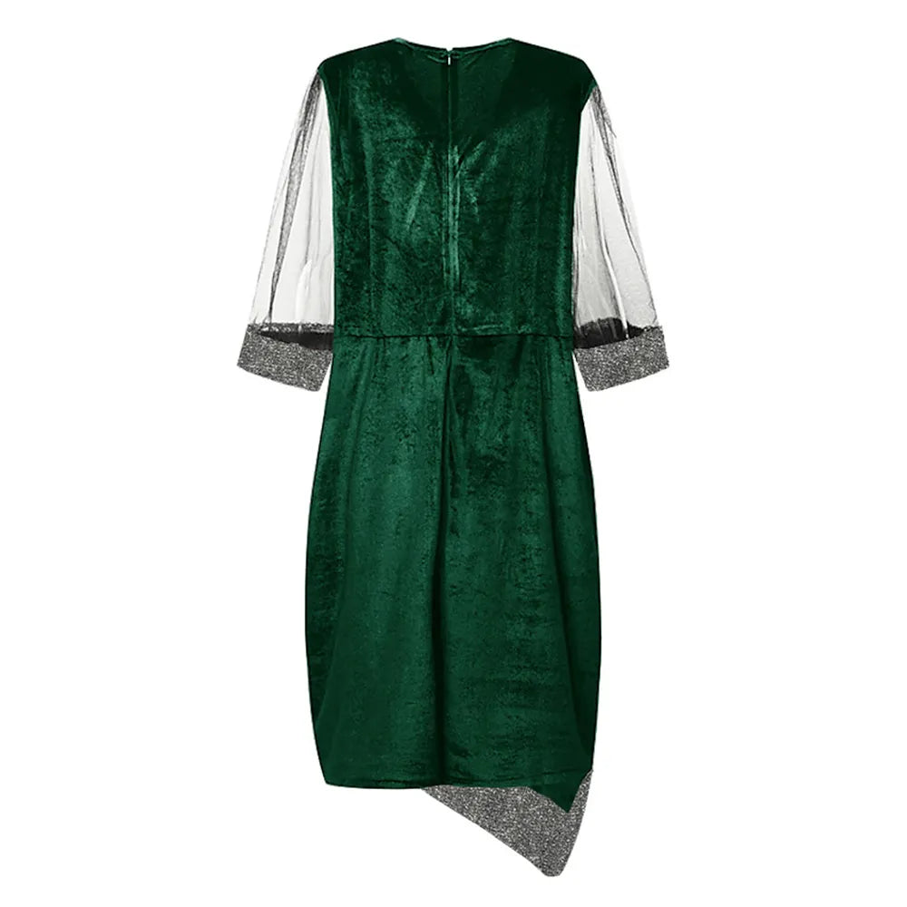 Zara | Refined Sequin Mesh Sleeve Christmas Party Midi Dress
