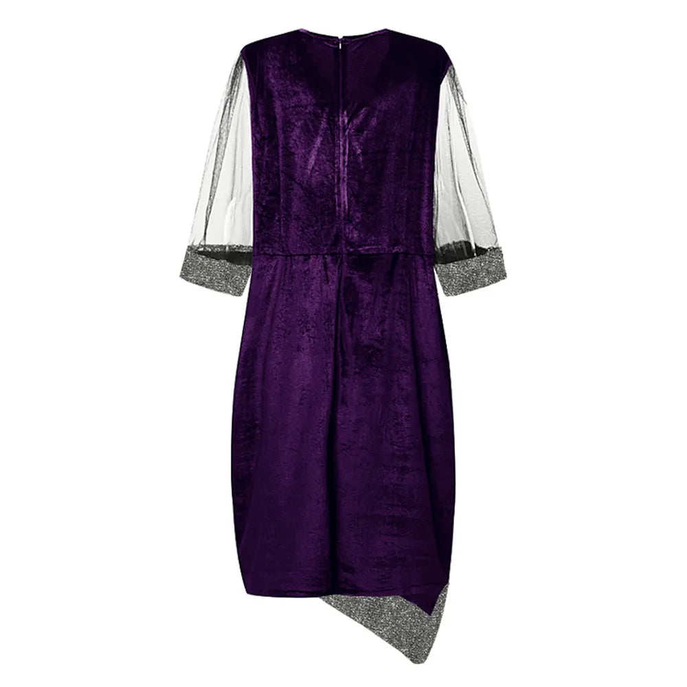 Zara | Refined Sequin Mesh Sleeve Christmas Party Midi Dress