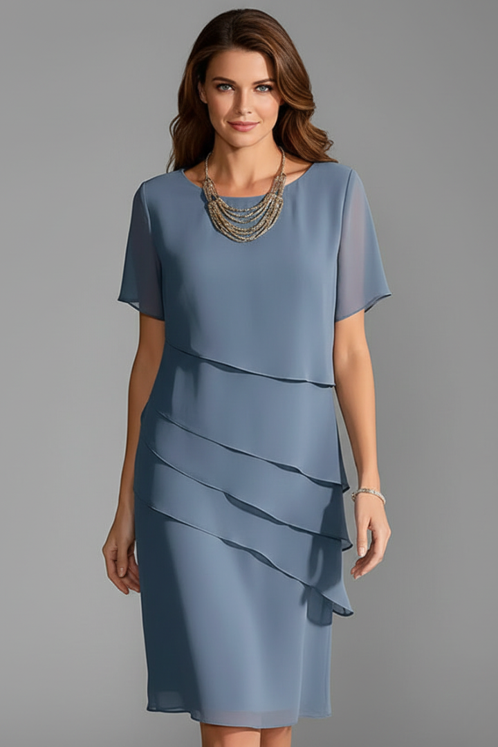 Zara | Relaxed Tiered Midi Dress with Short Sleeves