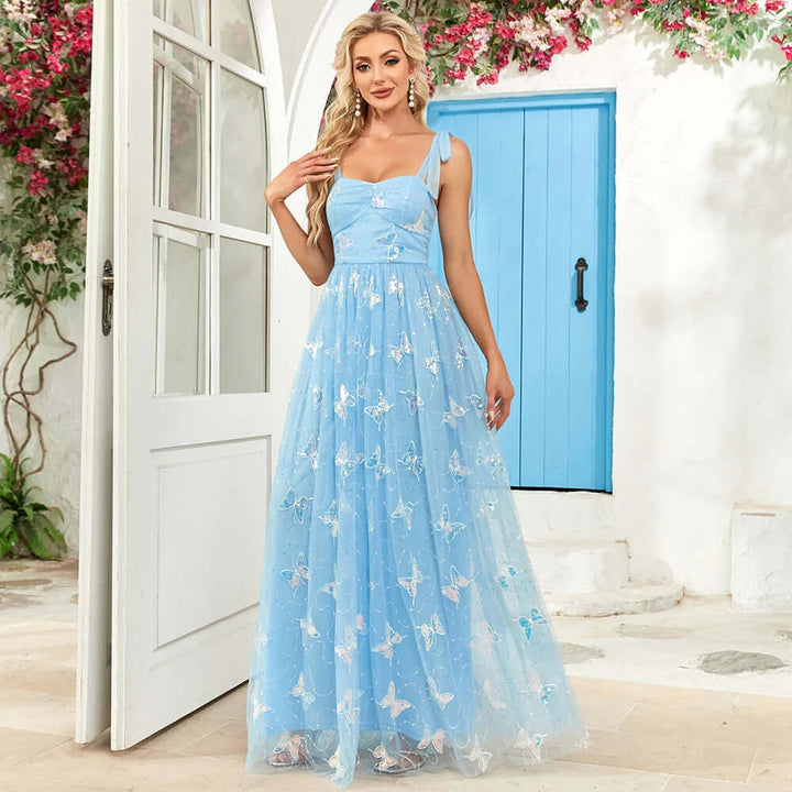 Zara | Stylish Butterfly Embroidered A-Line Party Dress