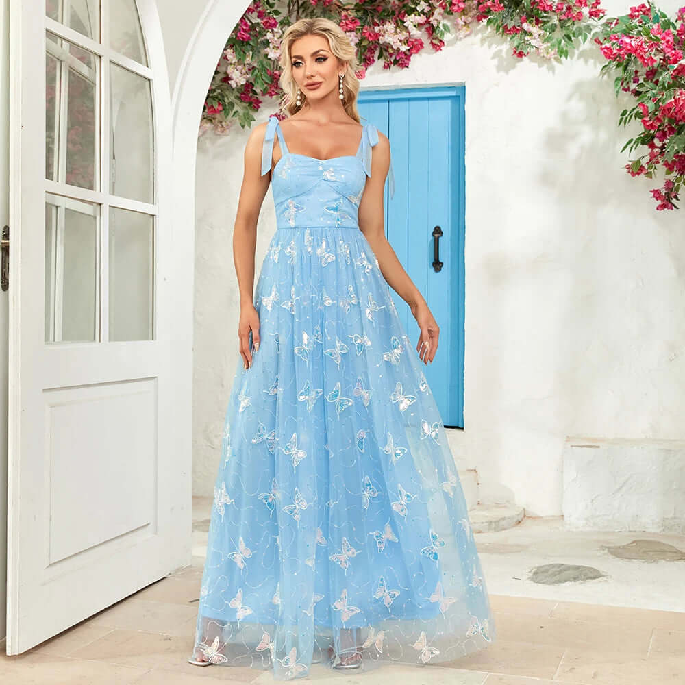 Zara | Stylish Butterfly Embroidered A-Line Party Dress