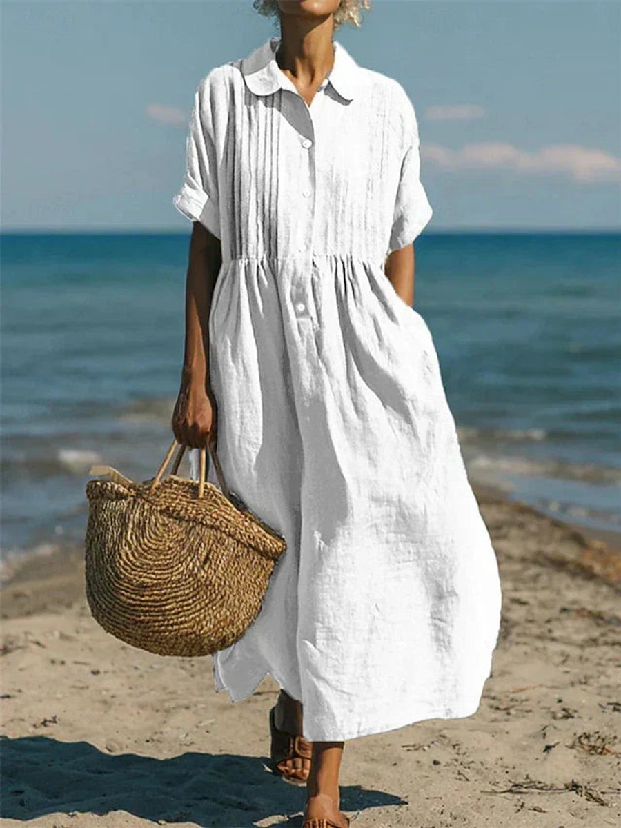 Zara | Timeless Pintuck Short Sleeve Midi Dress