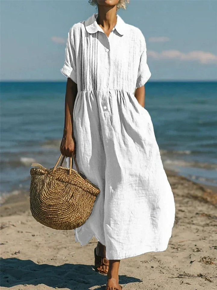 Zara | Timeless Pintuck Short Sleeve Midi Dress