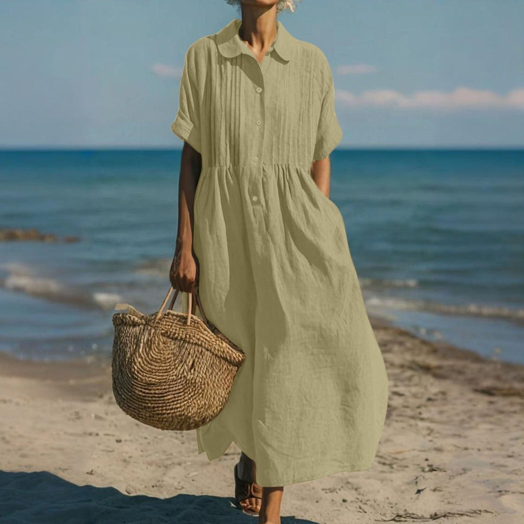 Zara | Timeless Pintuck Short Sleeve Midi Dress