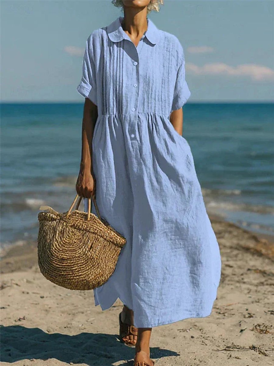 Zara | Timeless Pintuck Short Sleeve Midi Dress