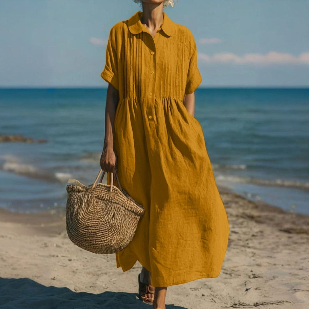 Zara | Timeless Pintuck Short Sleeve Midi Dress