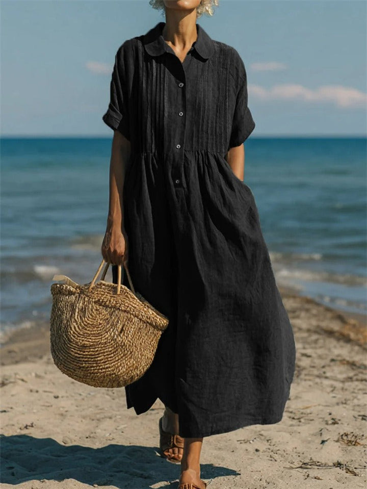 Zara | Timeless Pintuck Short Sleeve Midi Dress