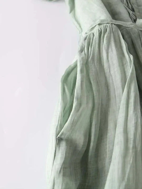 Zoe | Chic Ruffle Front Maxi Linen Dress Women
