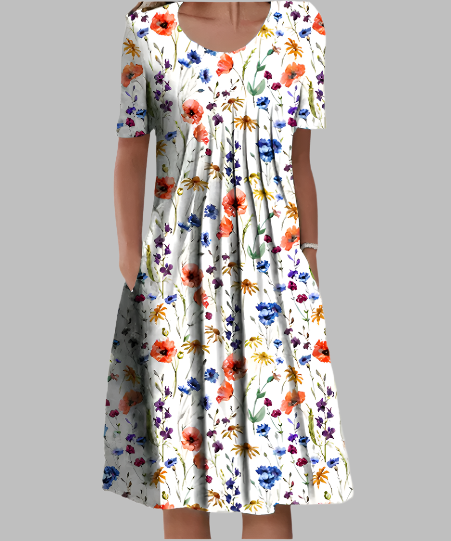 Zoe | Graceful Floral A-Line Summer Midi Dress