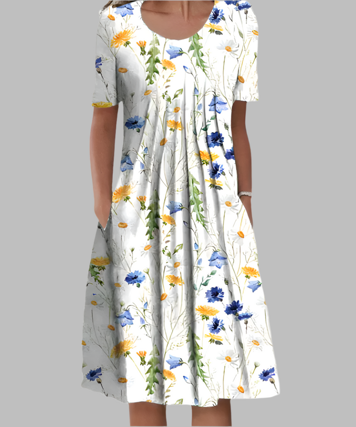 Zoe | Graceful Floral A-Line Summer Midi Dress