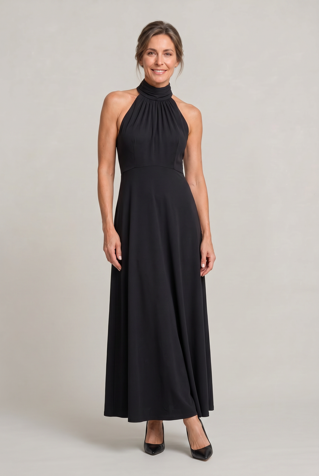 Zoe | Graceful High Neck Halter Maxi Party Dress