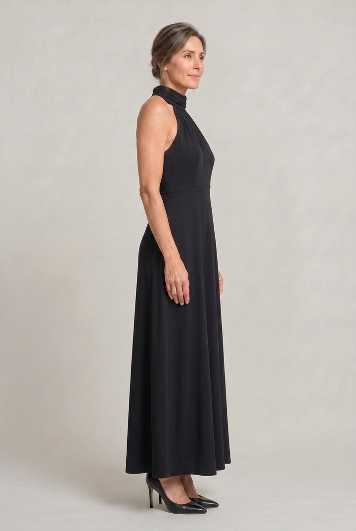 Zoe | Graceful High Neck Halter Maxi Party Dress