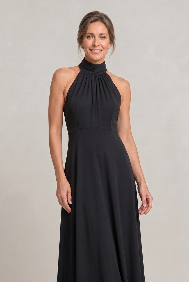 Zoe | Graceful High Neck Halter Maxi Party Dress
