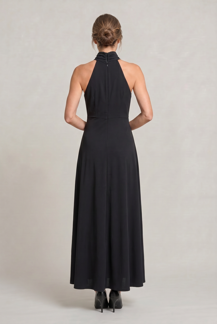 Zoe | Graceful High Neck Halter Maxi Party Dress