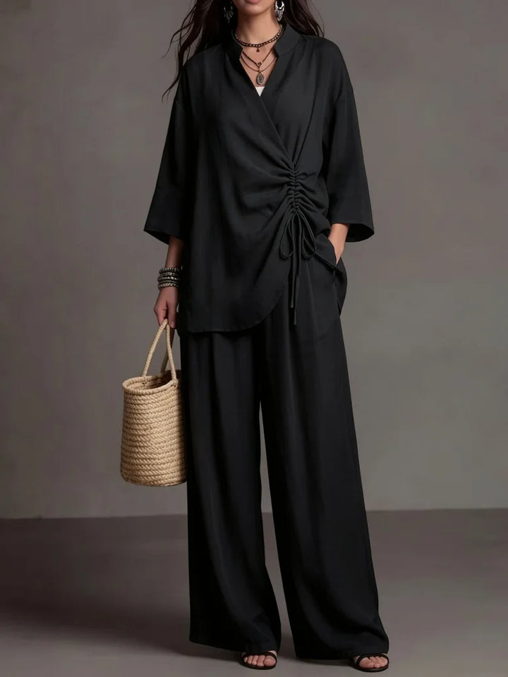 Zoe | Refined Wide Leg Linen Pants Set