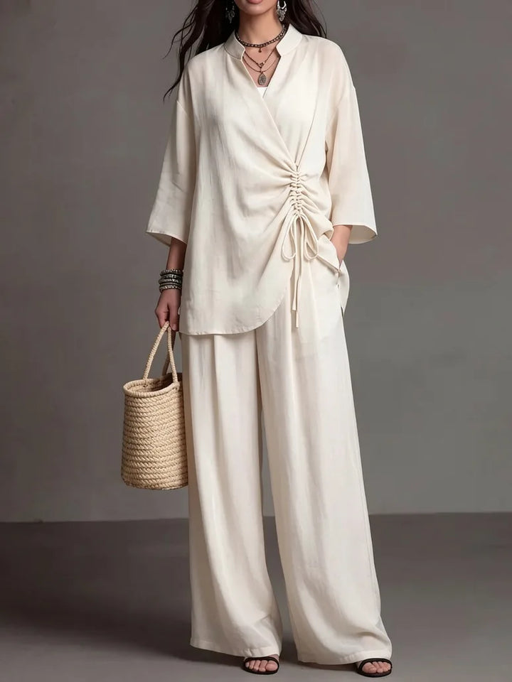 Zoe | Refined Wide Leg Linen Pants Set