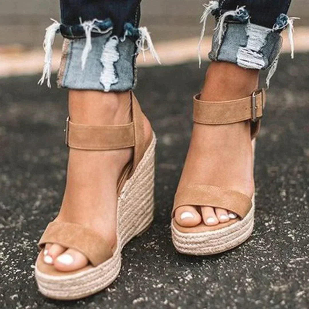 Zoe | Sophisticated Ankle Strap Espadrille Wedges