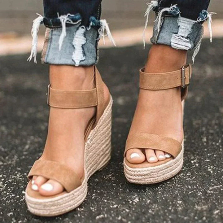 Zoe | Sophisticated Ankle Strap Espadrille Wedges