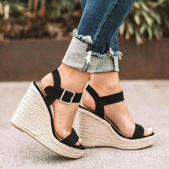 Zoe | Sophisticated Ankle Strap Espadrille Wedges