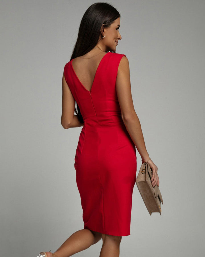 Zoe | Sophisticated Fitted V-Neck Cocktail Dress with Slit