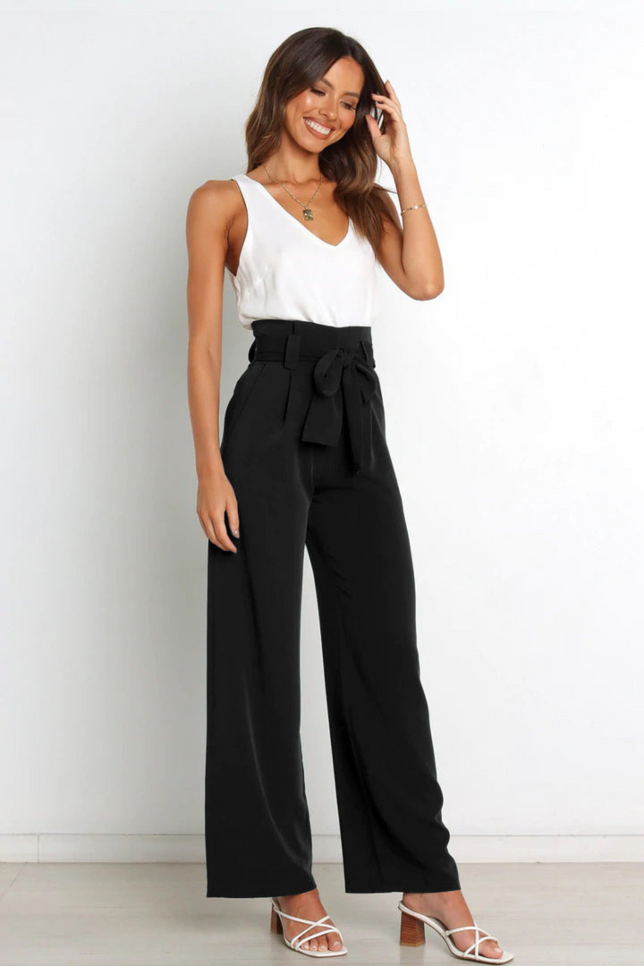 Zoe | Sophisticated Wide Leg Belted Linen Pants
