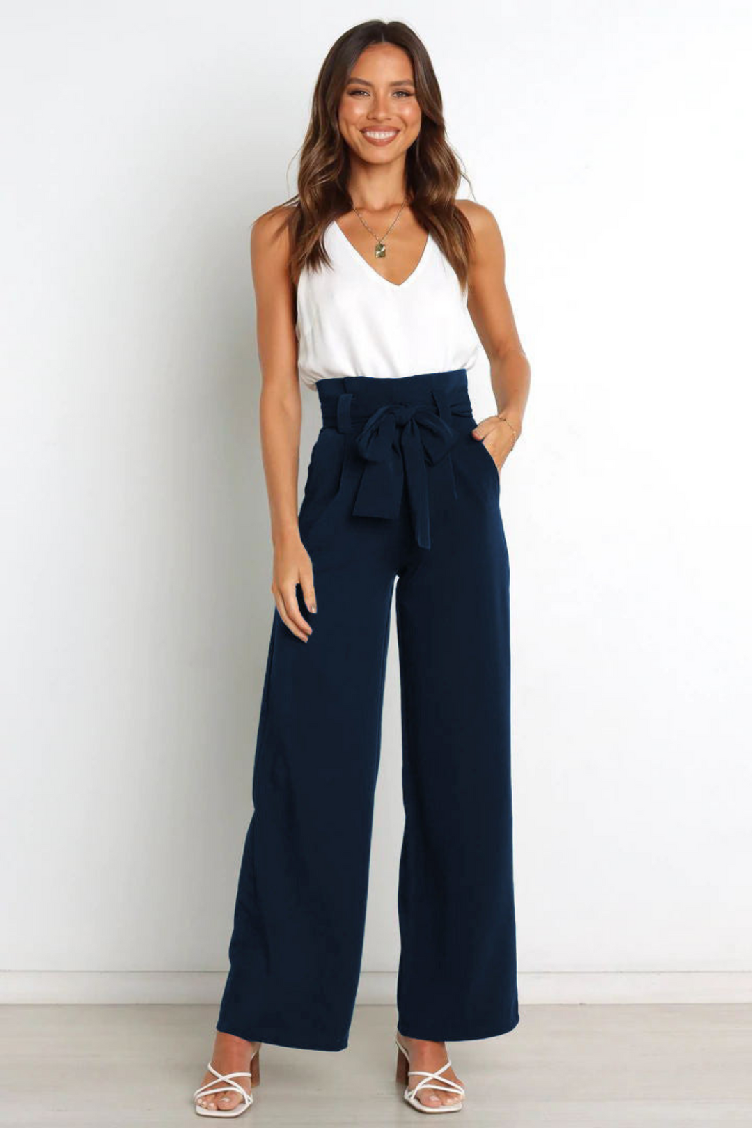 Zoe | Sophisticated Wide Leg Belted Linen Pants